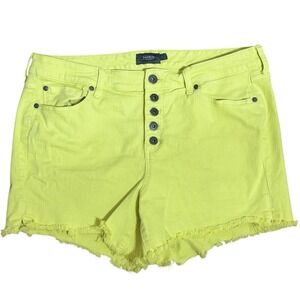 Torrid Jean Shorts Women 16 Waist 38 Yellow‎ Button Fly Cut-Off Stretch